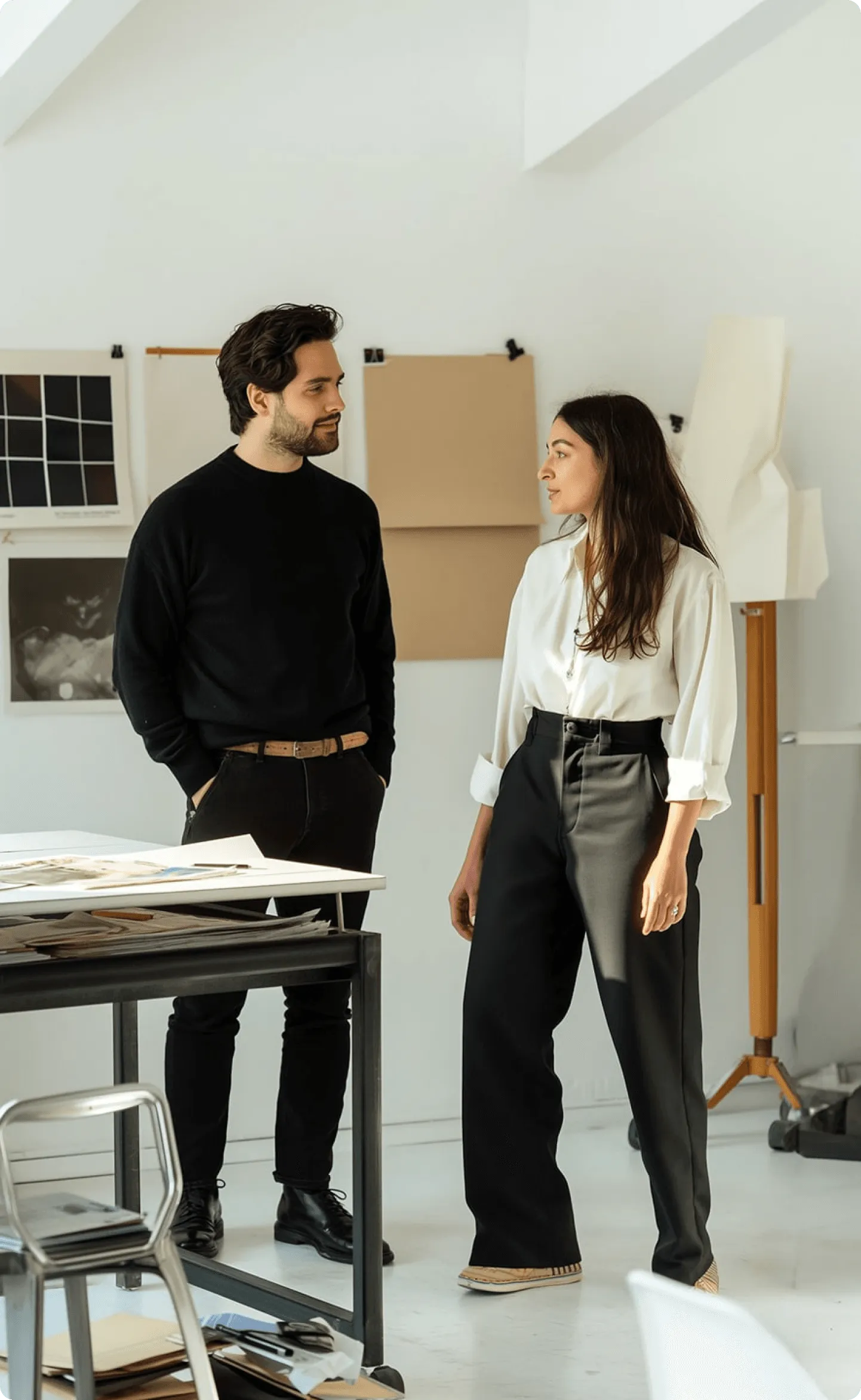 Two people working together