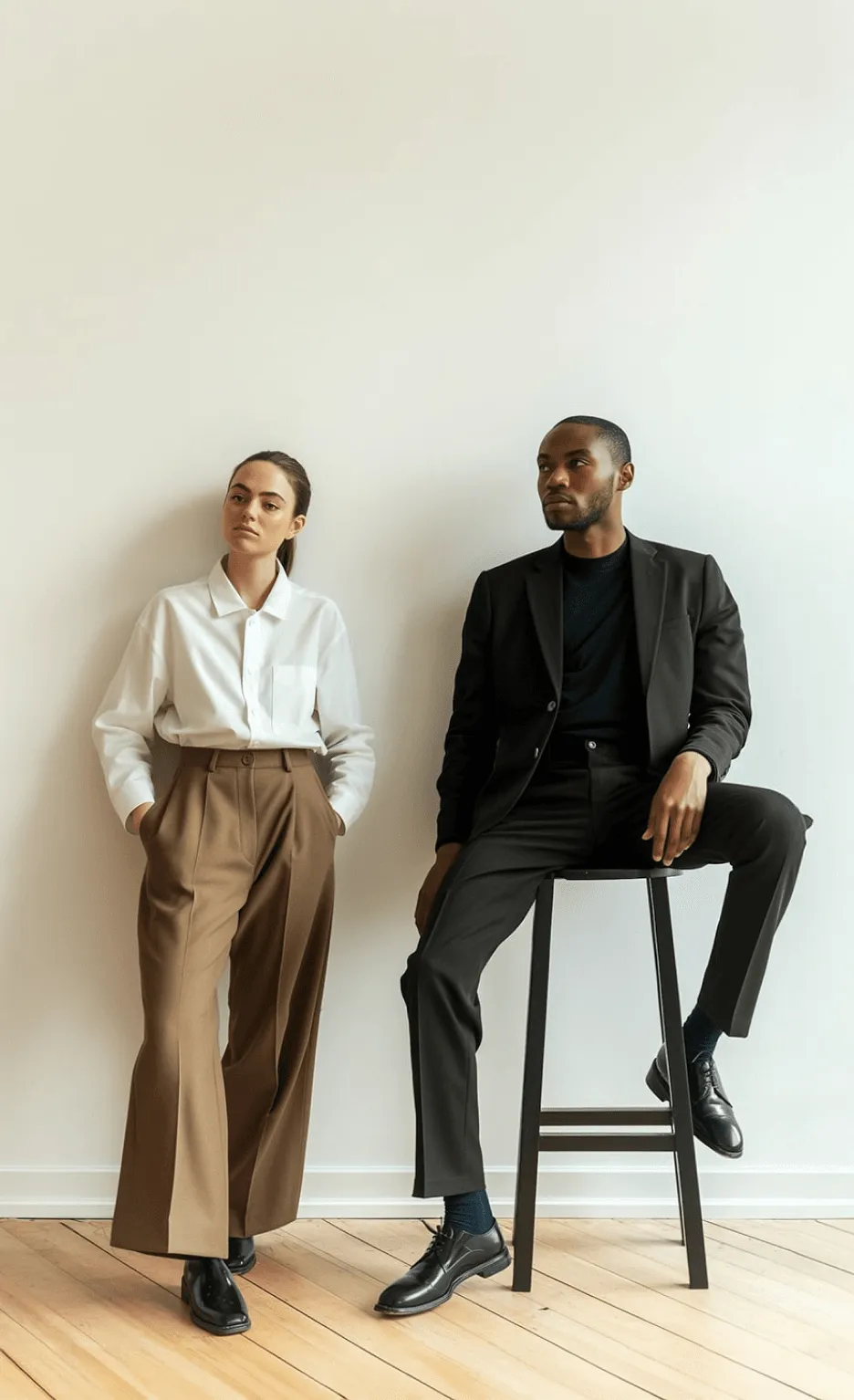 Two people working