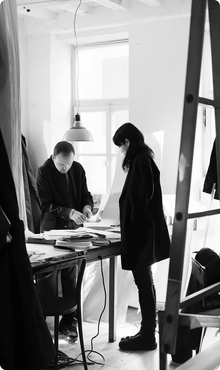 Two people collaborating